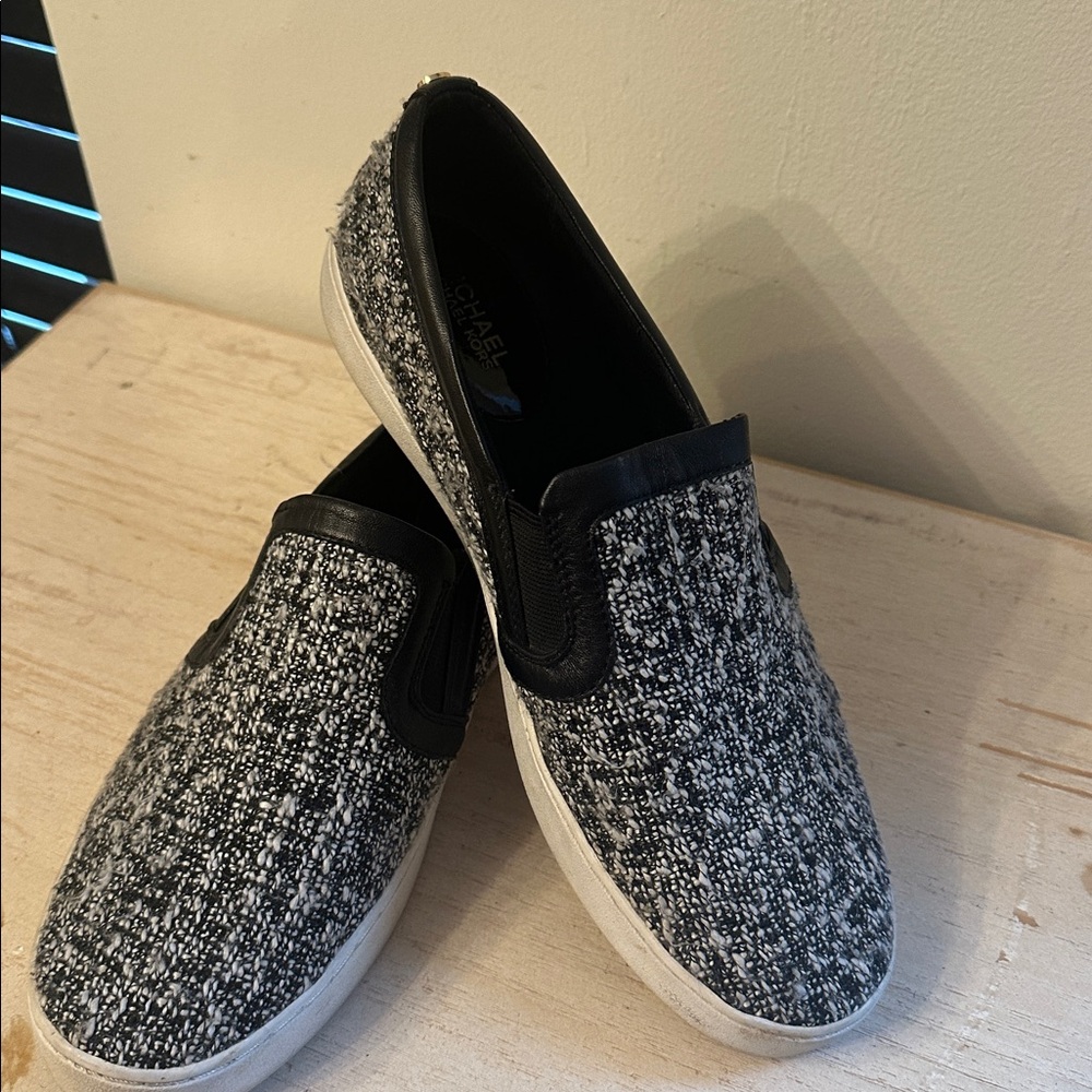 Michael Kors Women’s Black, white and gray Slip-On Shoes